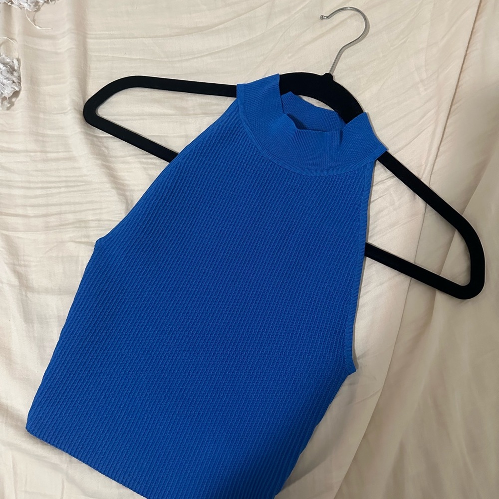 ARITZIA babaton contour knit blue cropped tank